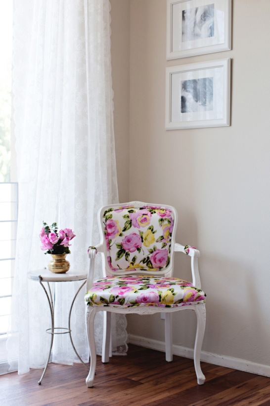 DIY Floral Chair Upholstery