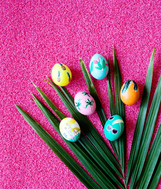 Tropical Decoupage Easter Eggs