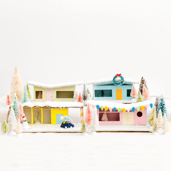 DIY Miniature Christmas Village Mid-Century Putz Houses