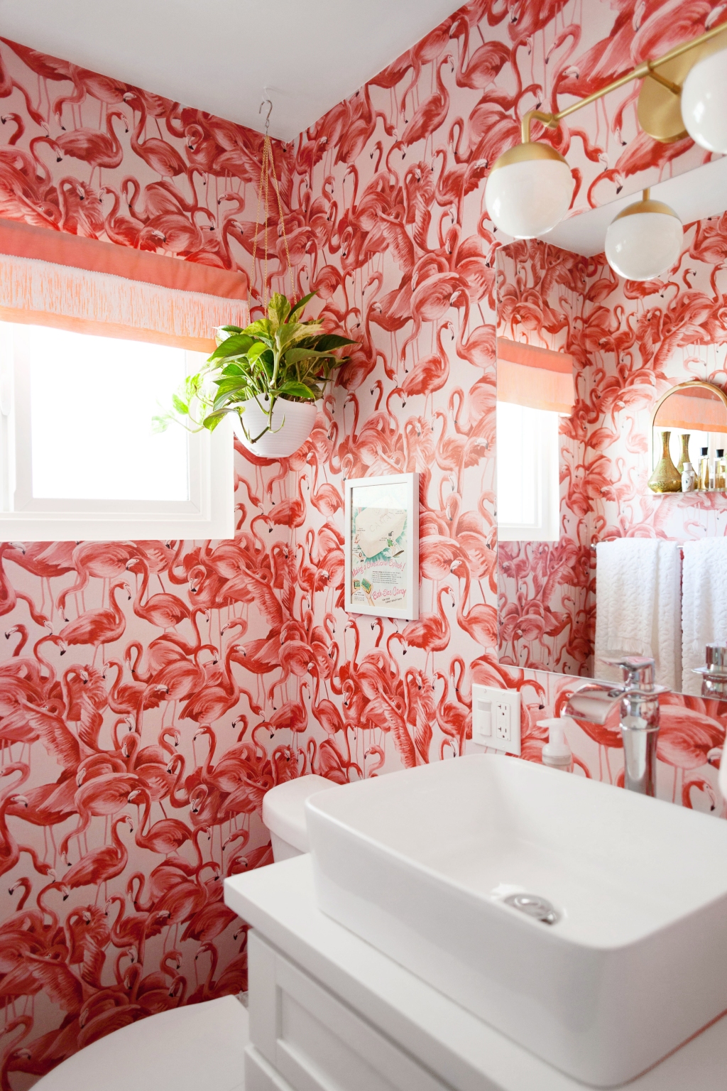 Mid-Century Resort Inspired Flamingo Bathroom Refresh