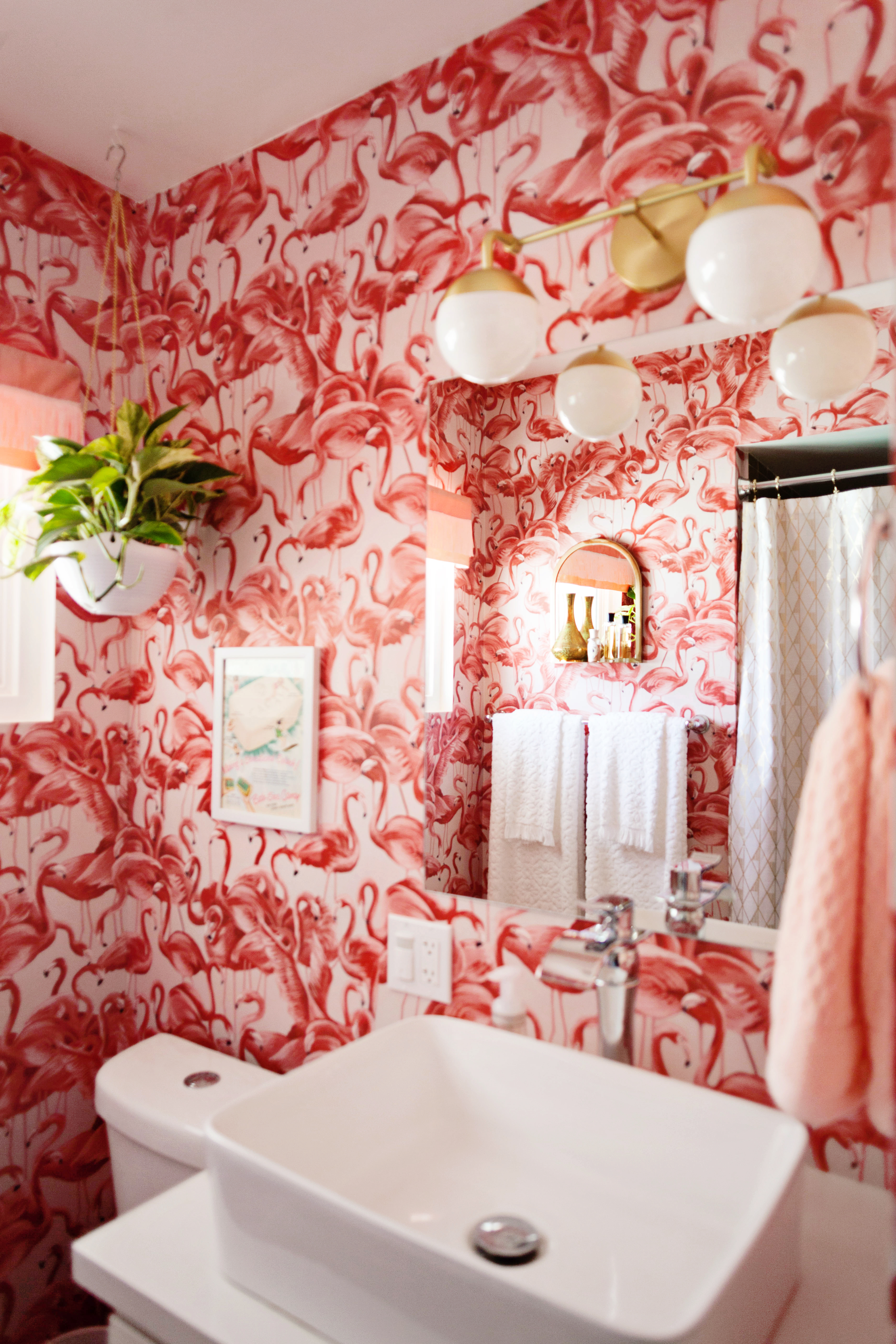 Retro Flamingo bathroom makeover